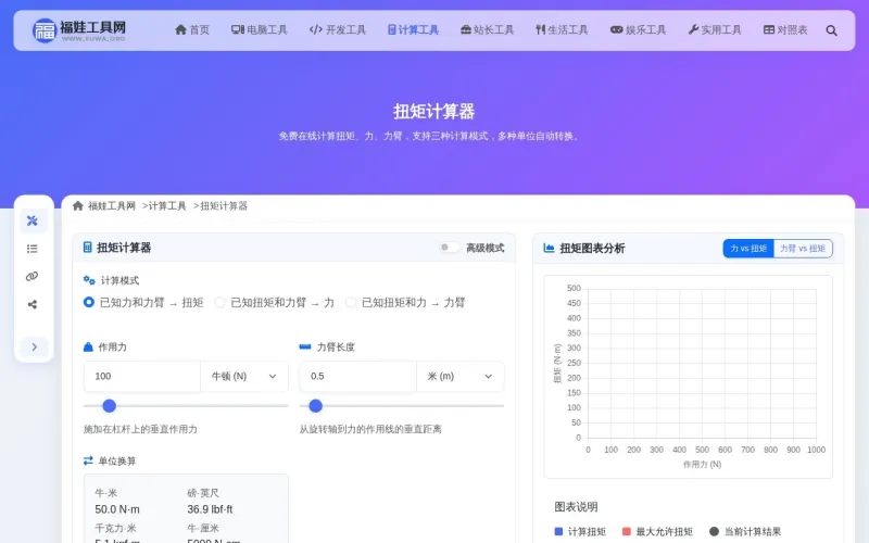 扭矩计算器界面展示