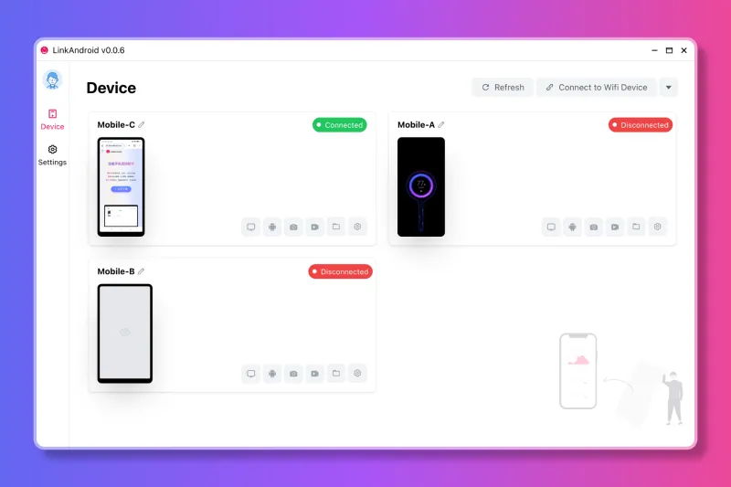 LinkAndroid：开源全能安卓连接助手，电脑一键投屏录屏与设备管理