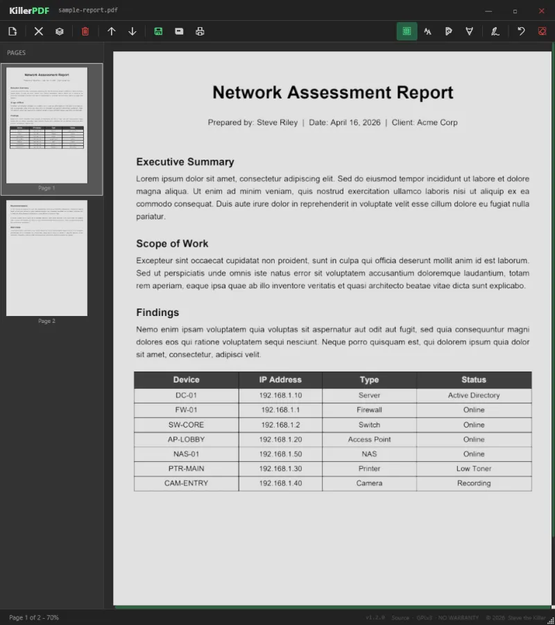 KillerPDF：开源轻量PDF编辑器，文本编辑签名批注全功能覆盖