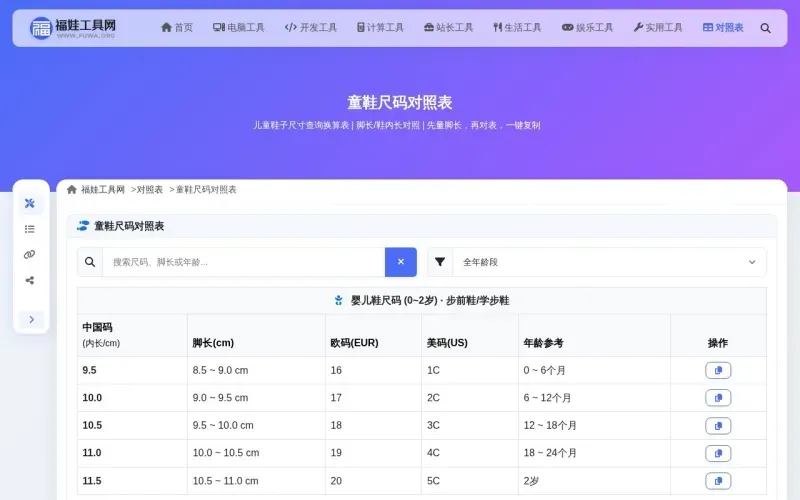 脚长对应鞋码怎么查？这款在线工具帮你快速换算