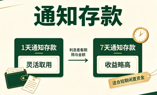 什么是 7 天通知存款 / 1 天通知存款？两者利息差多少？适合谁存？