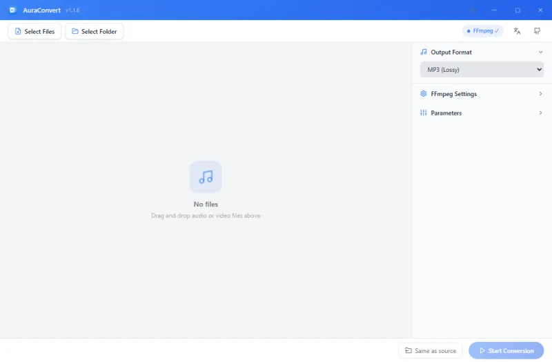 AuraConvert：开源免费音频格式转换神器，13种格式批量转换与视频音频提取