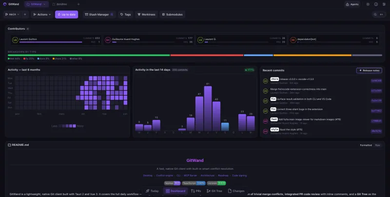 GitWand：开源免费Git可视化客户端，内置AI辅助与结构化冲突自动处理引擎
