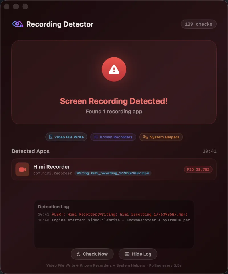 Himi Recorder：开源免费Mac录屏工具，支持反检测无水印选区录制